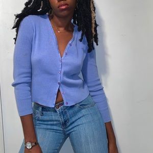 Powder blue buttoned down sweater